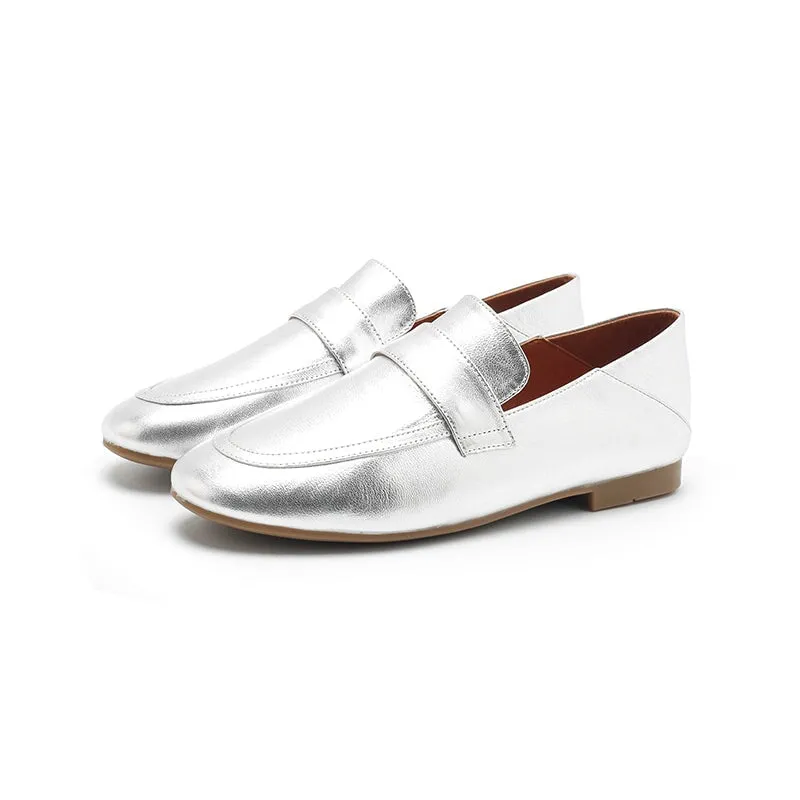 Dwarves Sheepskin Penny Loafers for Women in Silver/Golden