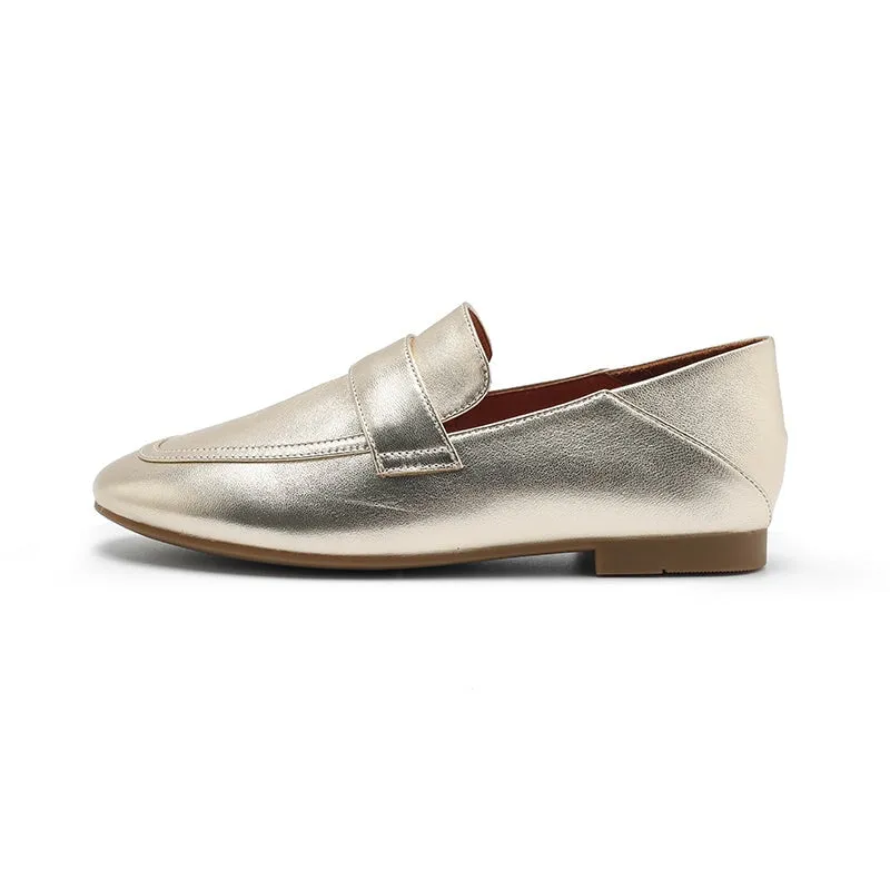 Dwarves Sheepskin Penny Loafers for Women in Silver/Golden