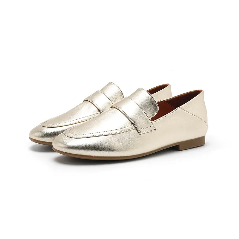 Dwarves Sheepskin Penny Loafers for Women in Silver/Golden