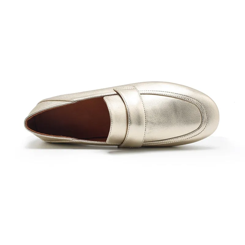 Dwarves Sheepskin Penny Loafers for Women in Silver/Golden