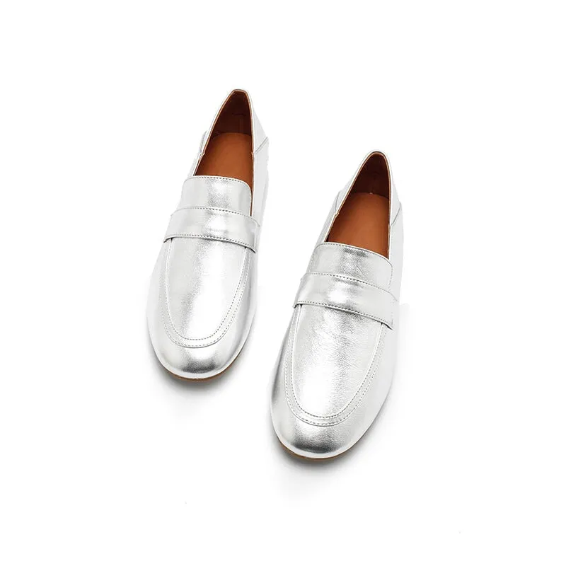 Dwarves Sheepskin Penny Loafers for Women in Silver/Golden