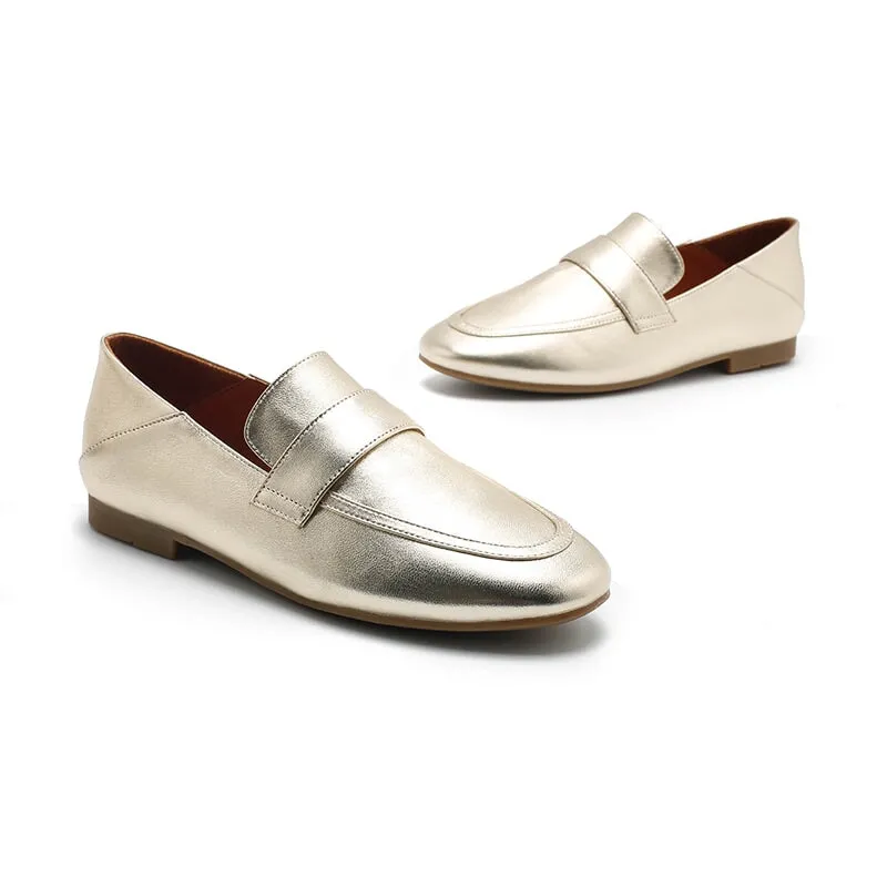 Dwarves Sheepskin Penny Loafers for Women in Silver/Golden