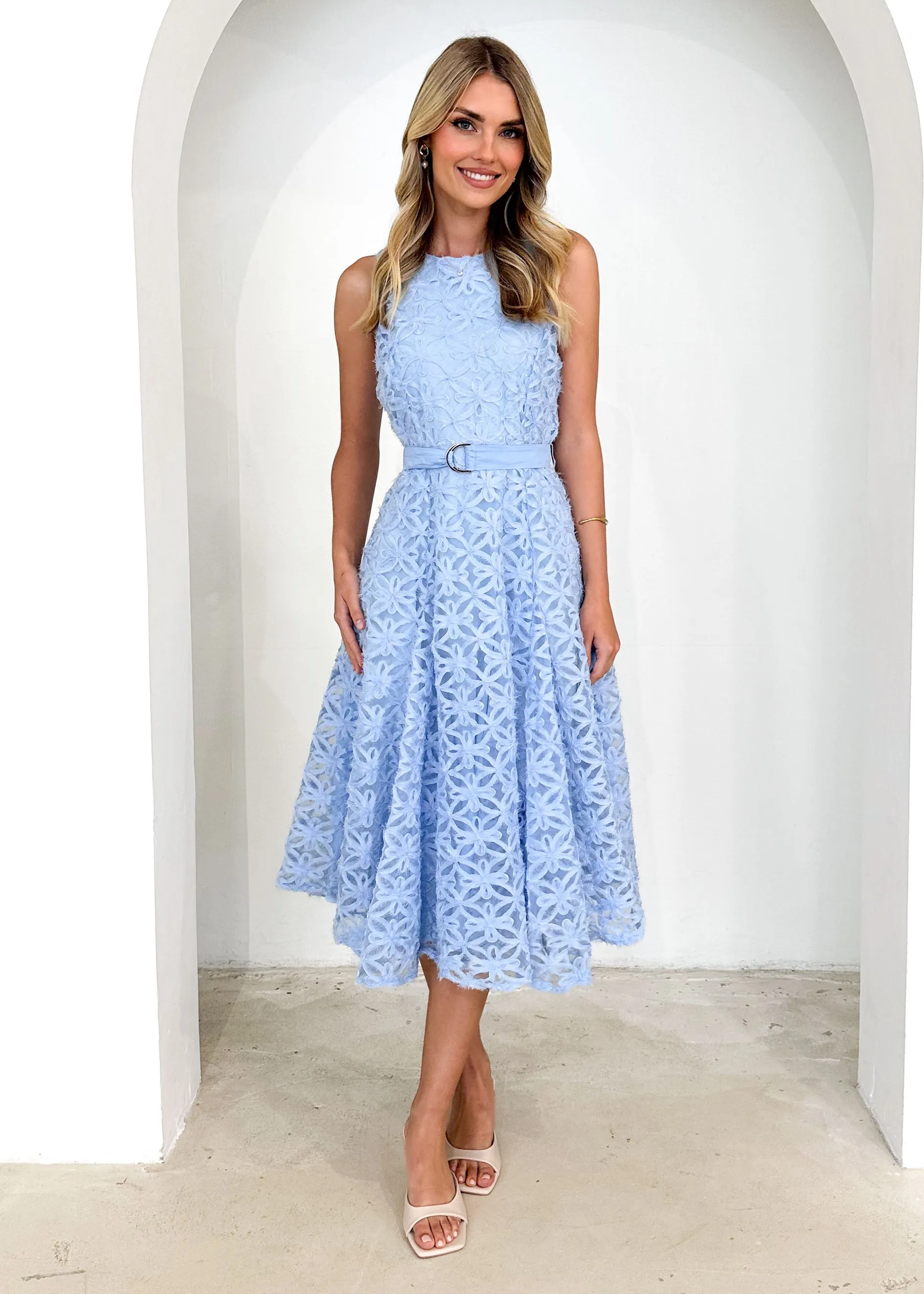 Eclipse Lace Midi Dress - Blue