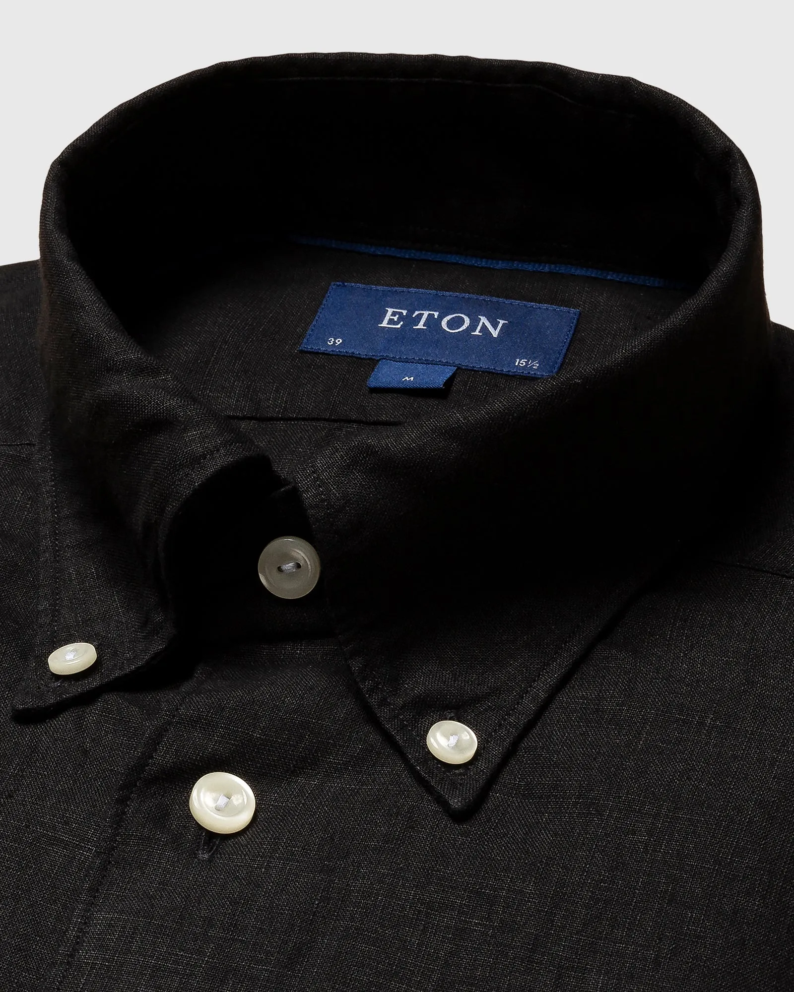 ETON 10000321818 BLACK SLIM LINEN SC SHIRT