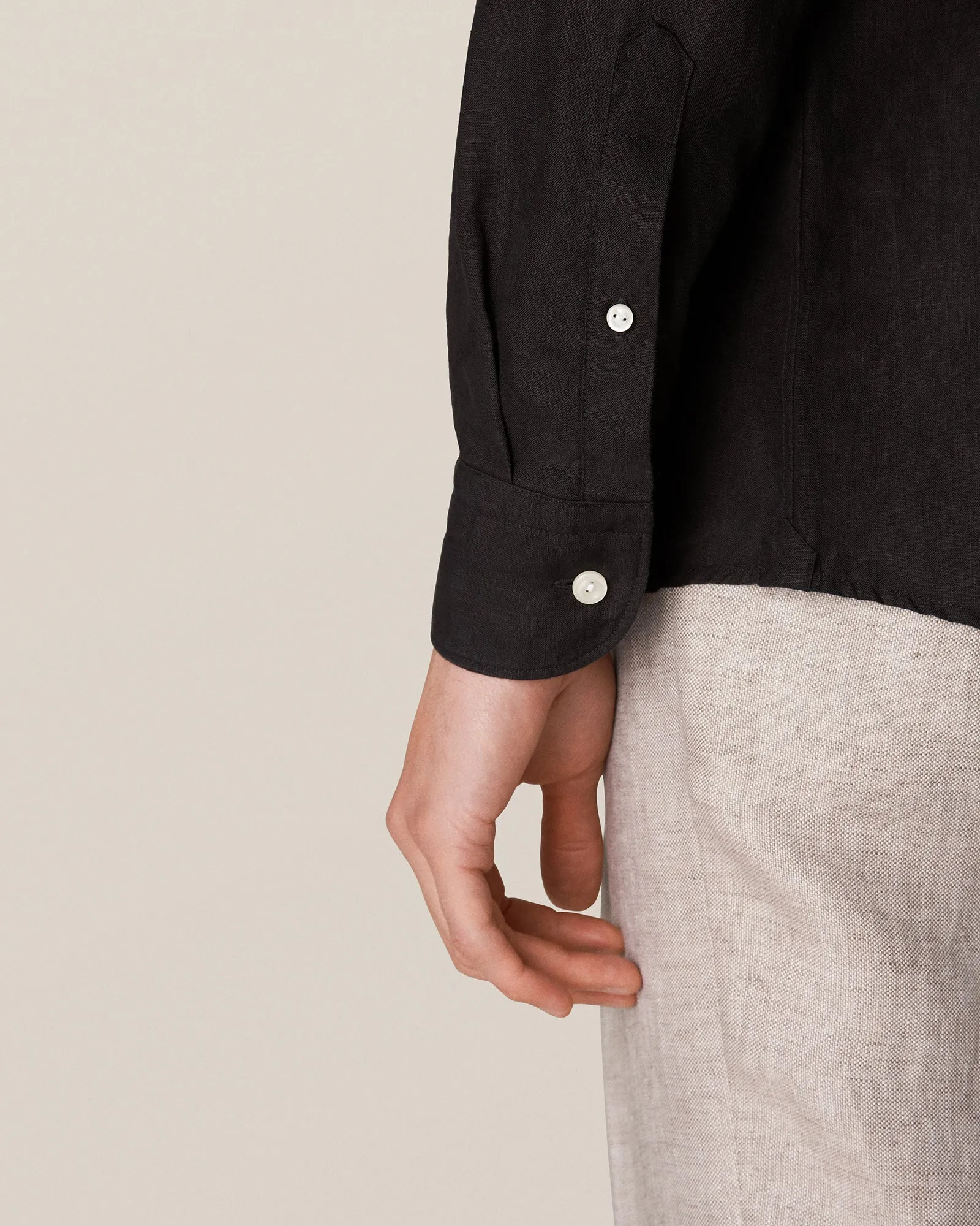 ETON 10000321818 BLACK SLIM LINEN SC SHIRT