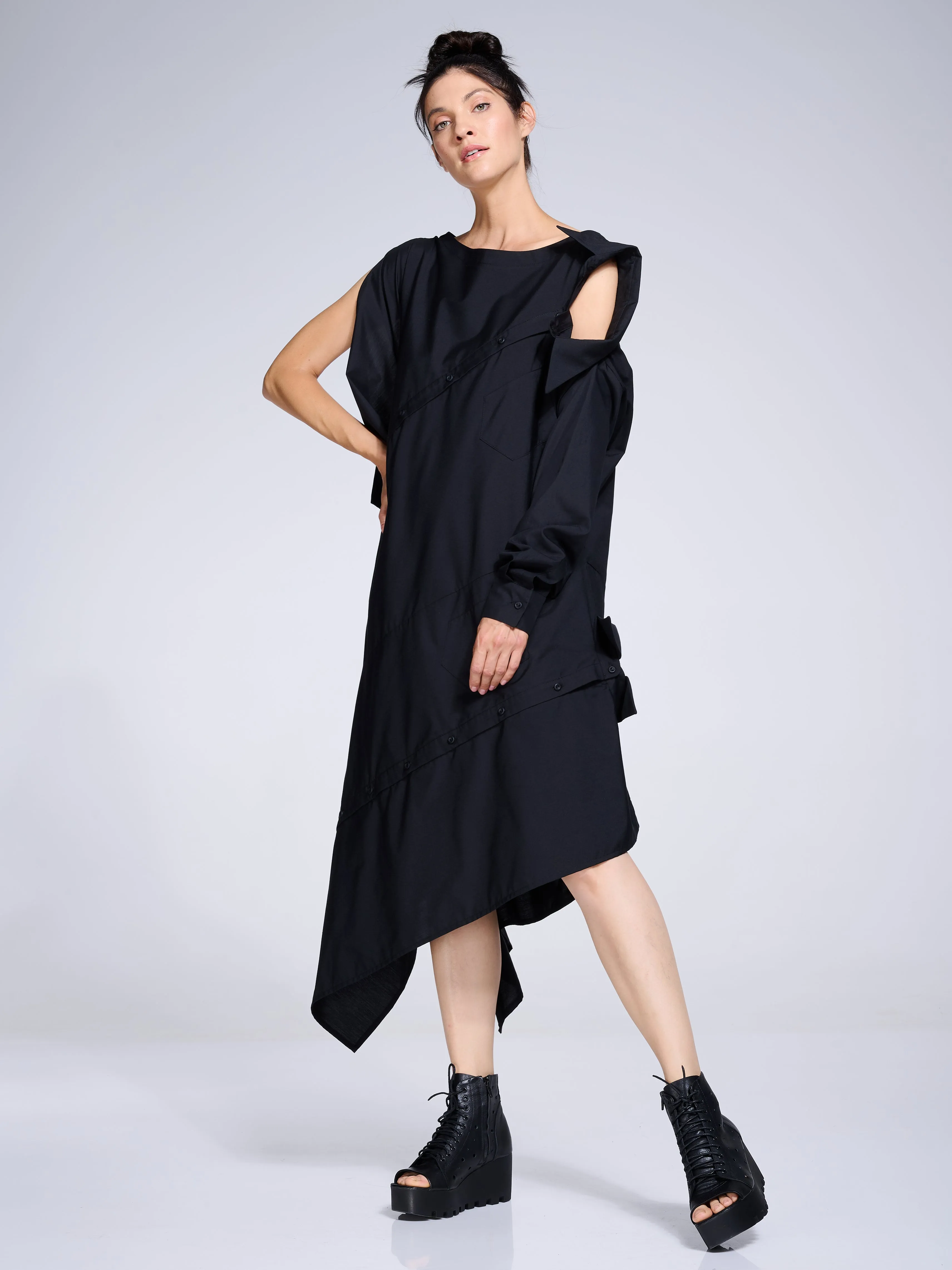 Extravagant Shirt Dress In Black