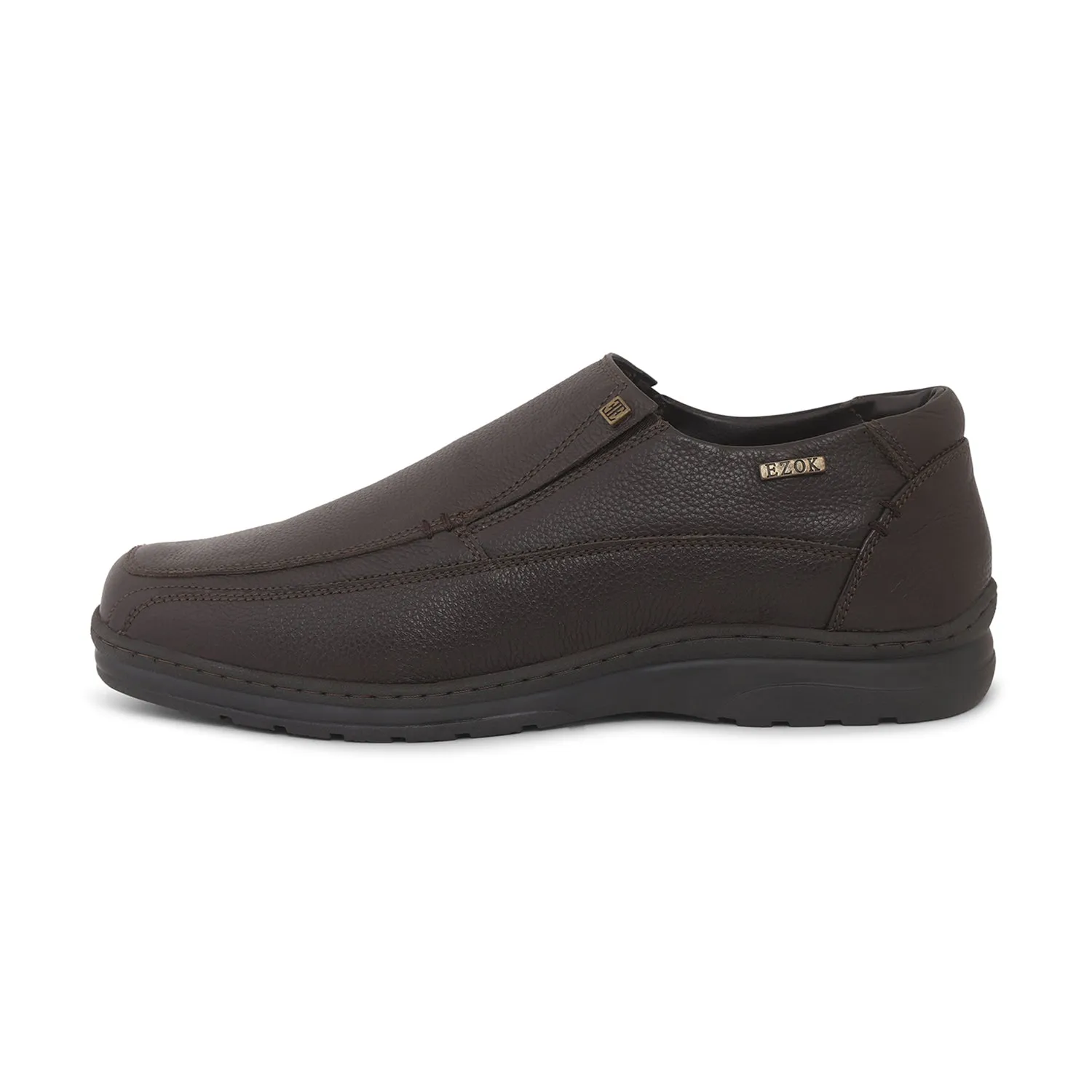 Ezok Brown Leather Slipon Shoes