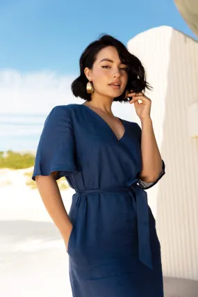 Fate   Becker Temptation Linen Dress in Azure