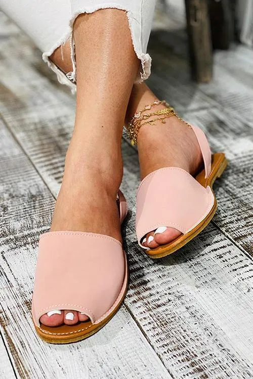 Faux Leather Peep Toe Slingback Sandals