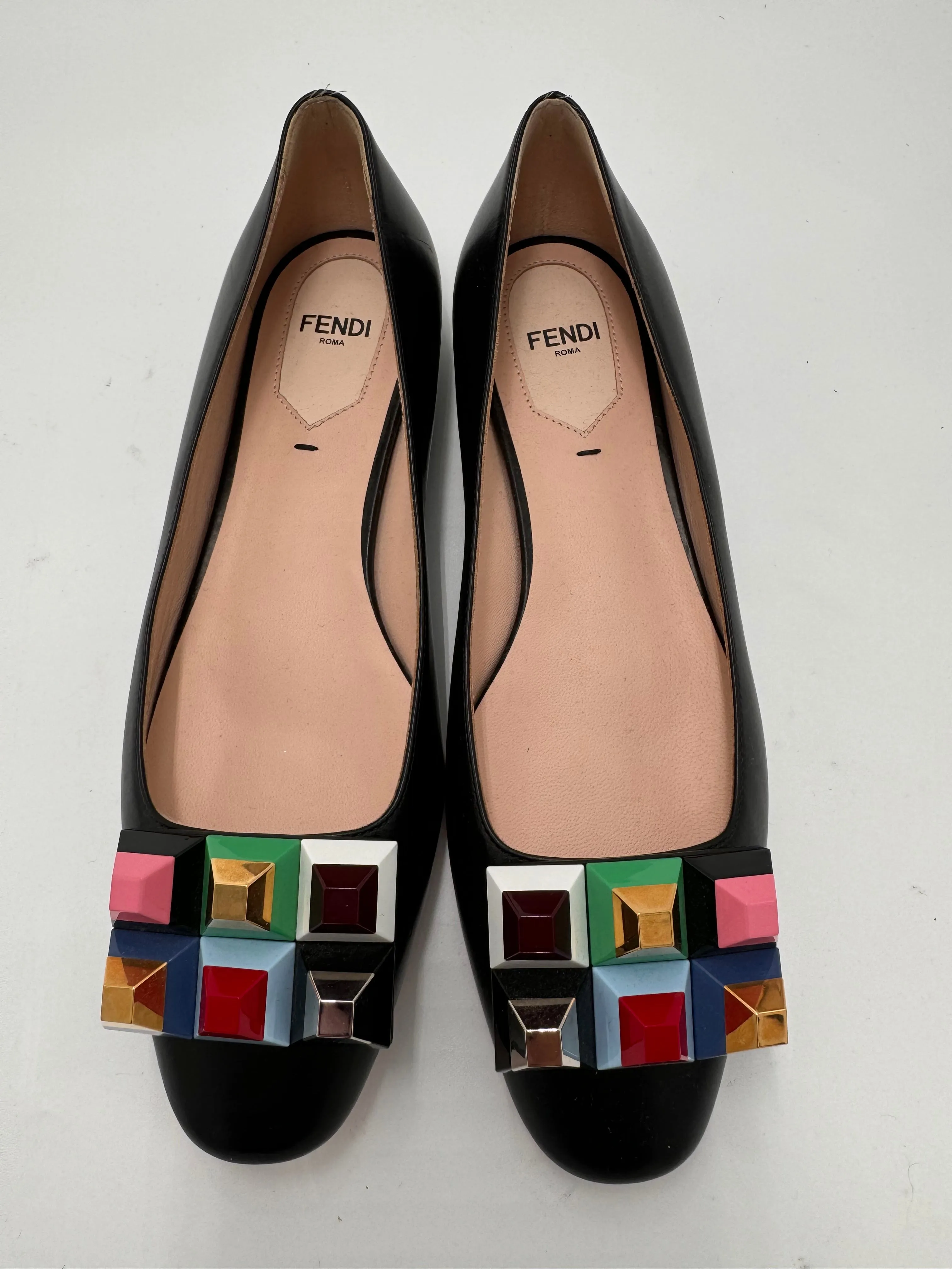 FENDI geometric colorful square embellishment flats size 36 (US 6)