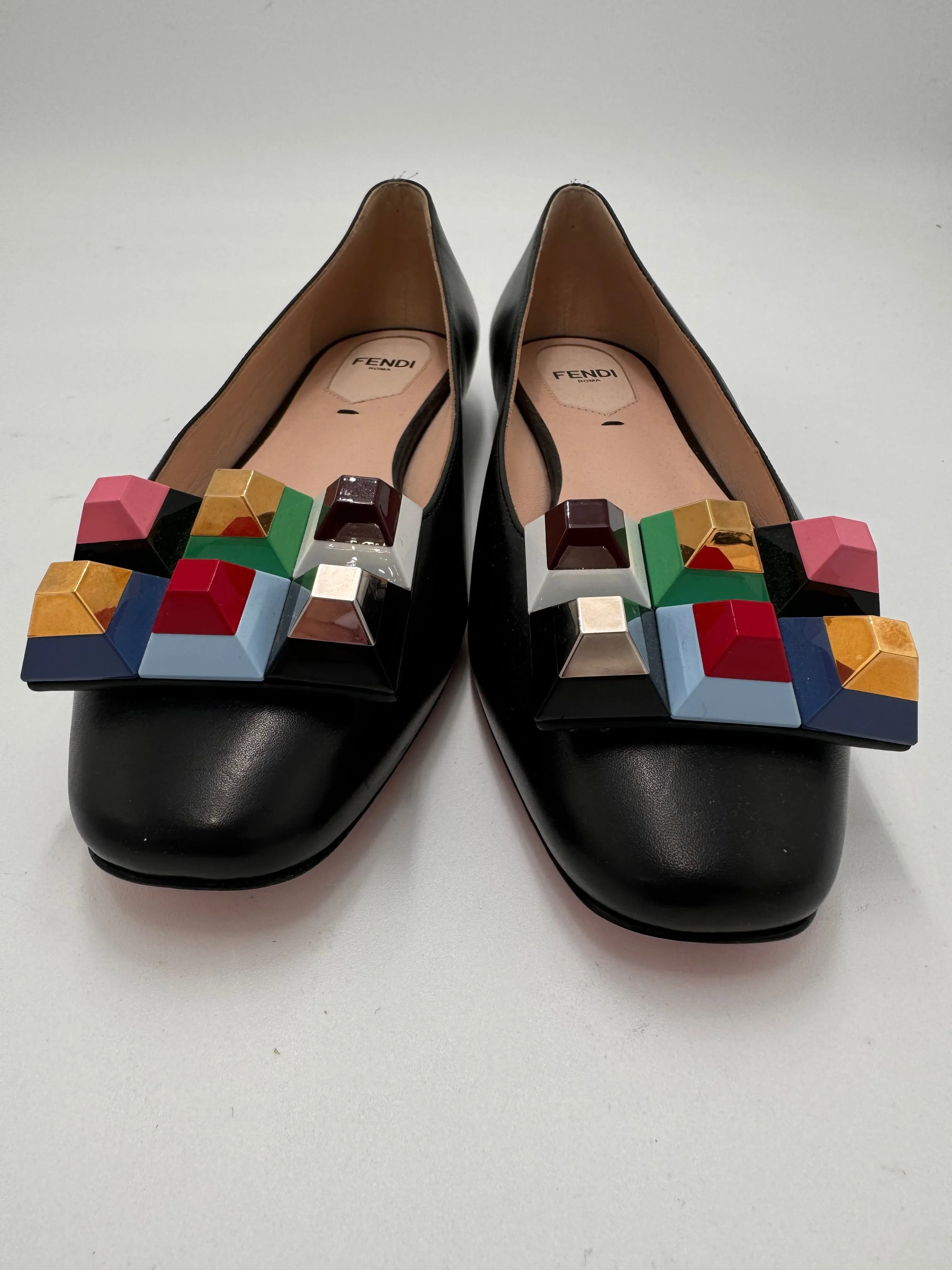 FENDI geometric colorful square embellishment flats size 36 (US 6)