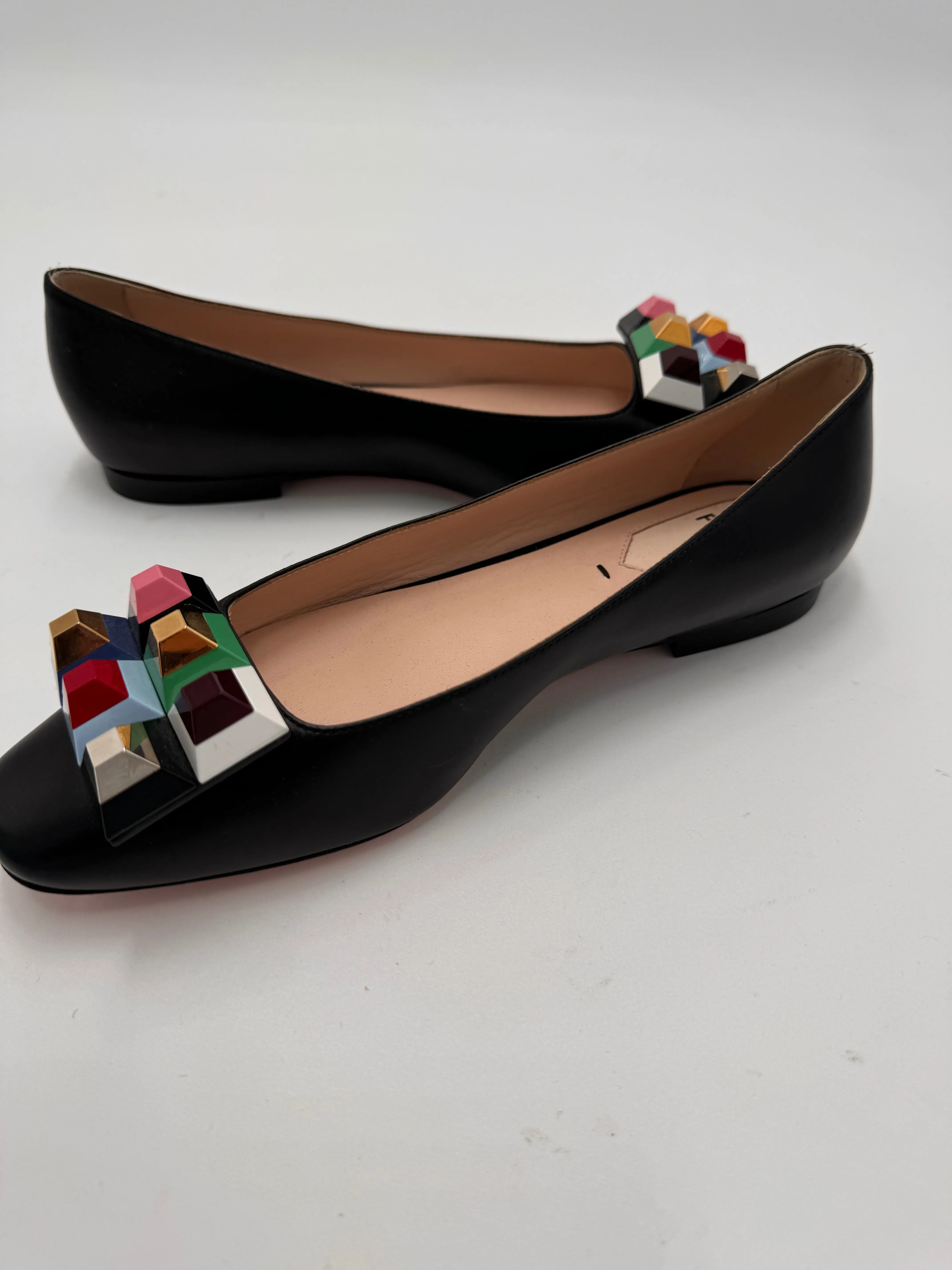 FENDI geometric colorful square embellishment flats size 36 (US 6)