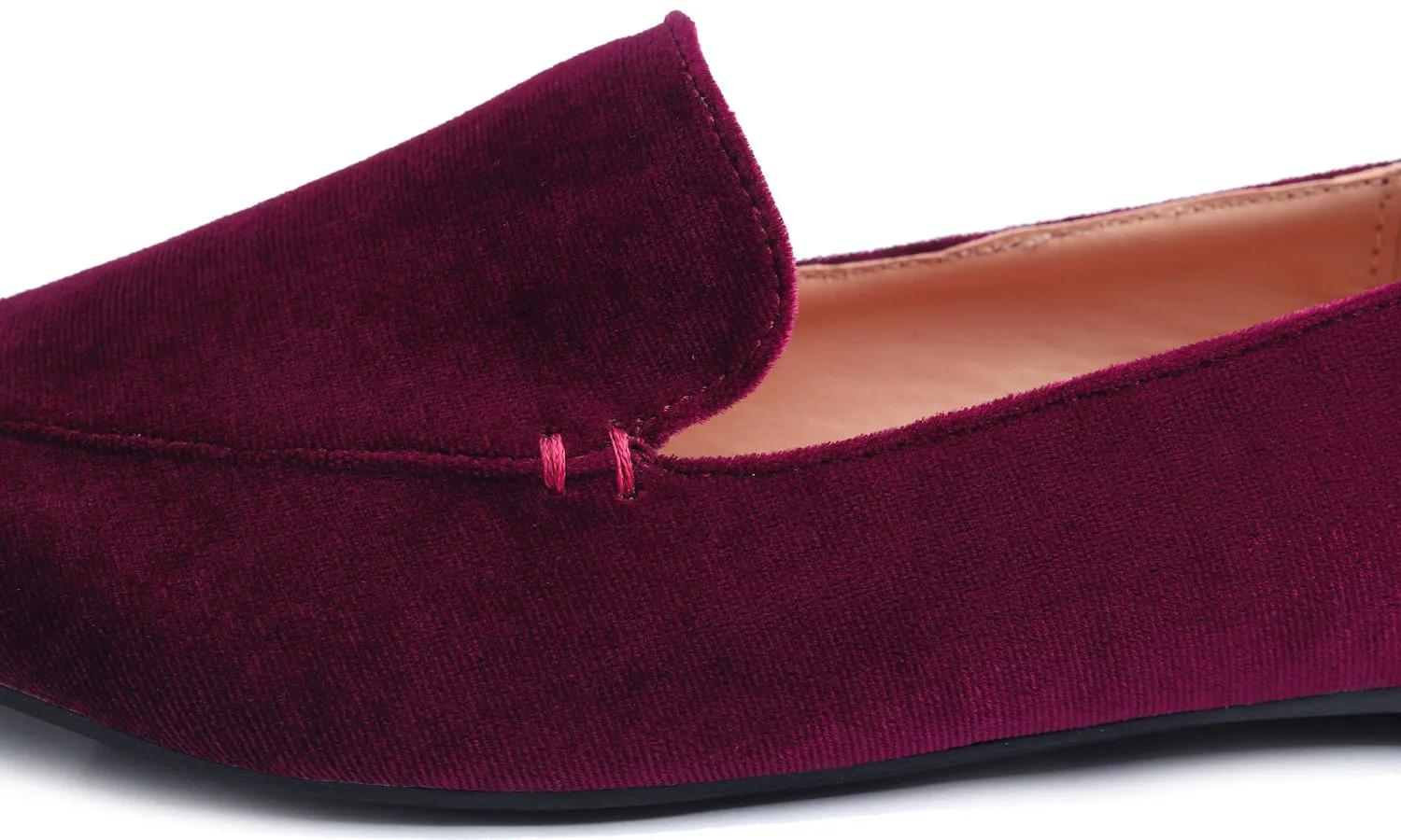 Feversole Women's Loafer Flat Pointed Fashion Slip On Comfort Driving Office Shoes Burgundy Red Velvet