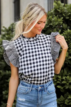 FINAL SALE - Truly Romanticized Black Gingham Blouse