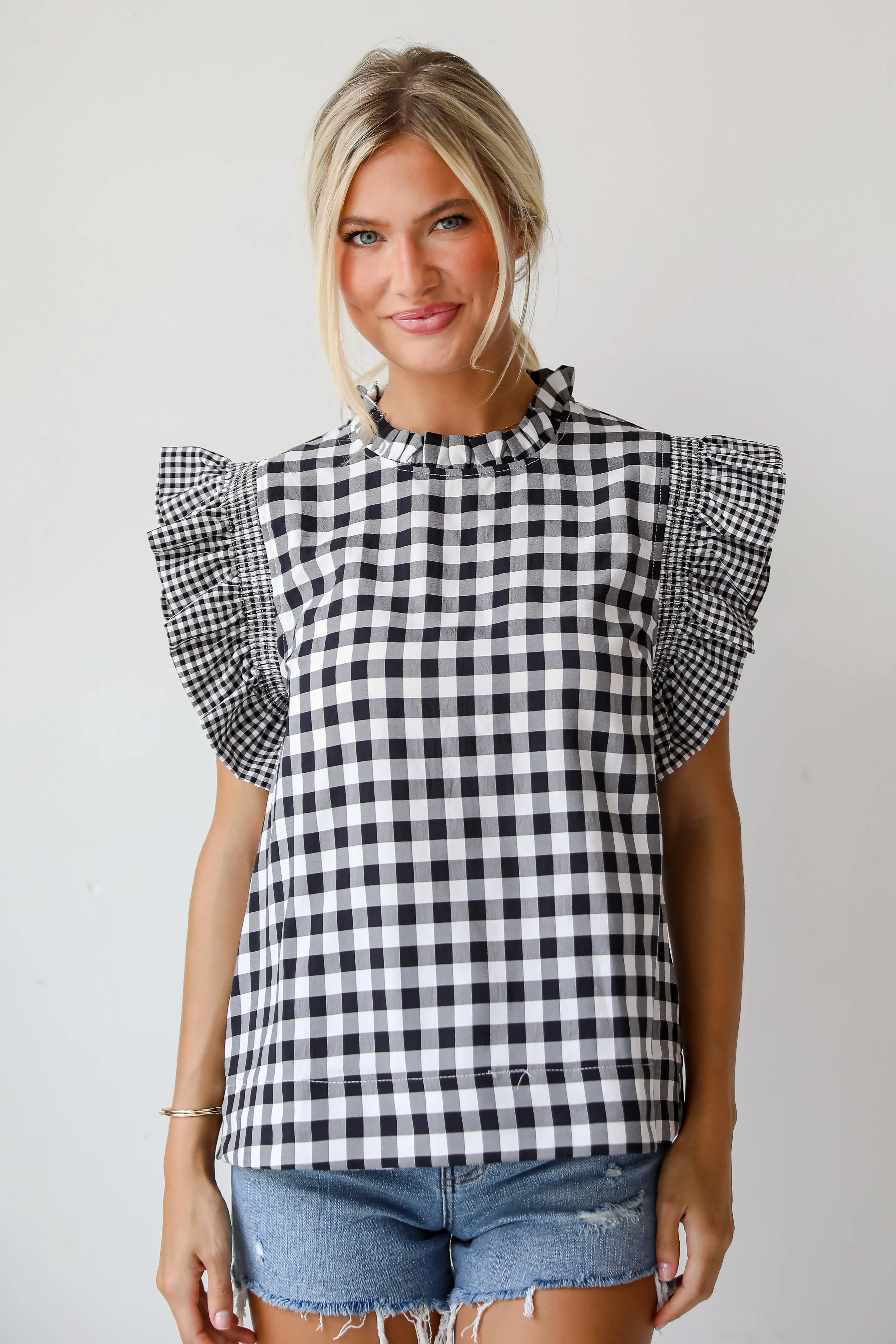 FINAL SALE - Truly Romanticized Black Gingham Blouse