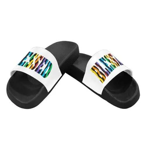 Flip-Flop Sandals, Multicolor Blessed Graphic Style Women's Slides