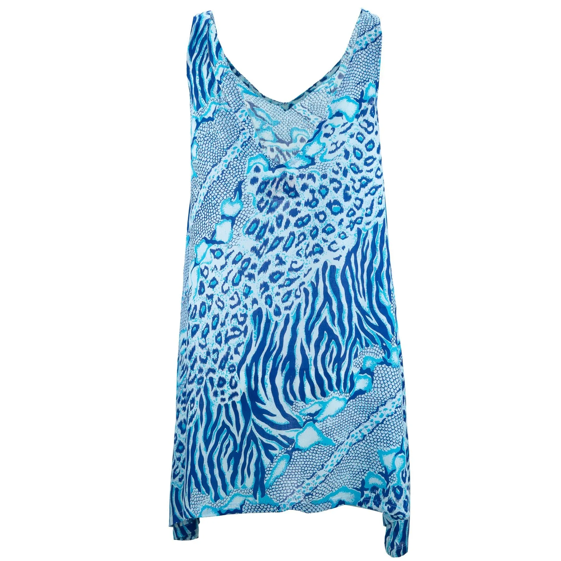 Floaty Asymmetrical Summer Dress  - Jungle Menagerie Azure