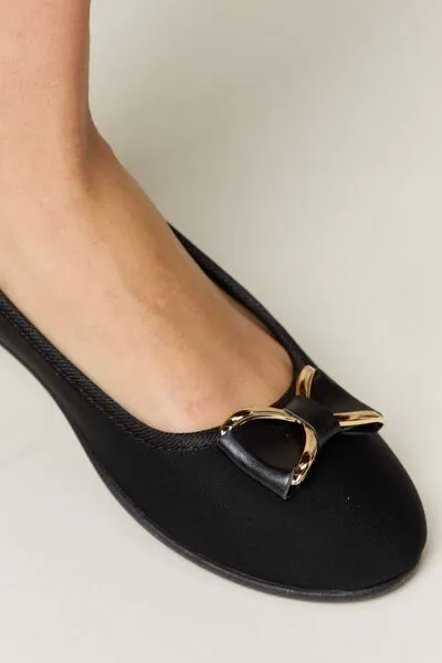 Forever Link Metal Buckle Flat Loafers in Charcoal Lycra