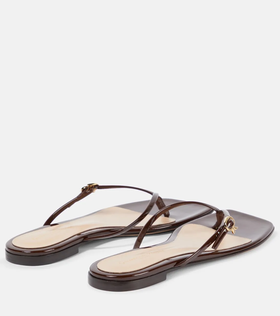 Gianvito Rossi patent leather strappy sandals, brown