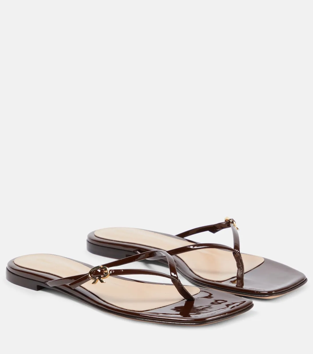 Gianvito Rossi patent leather strappy sandals, brown