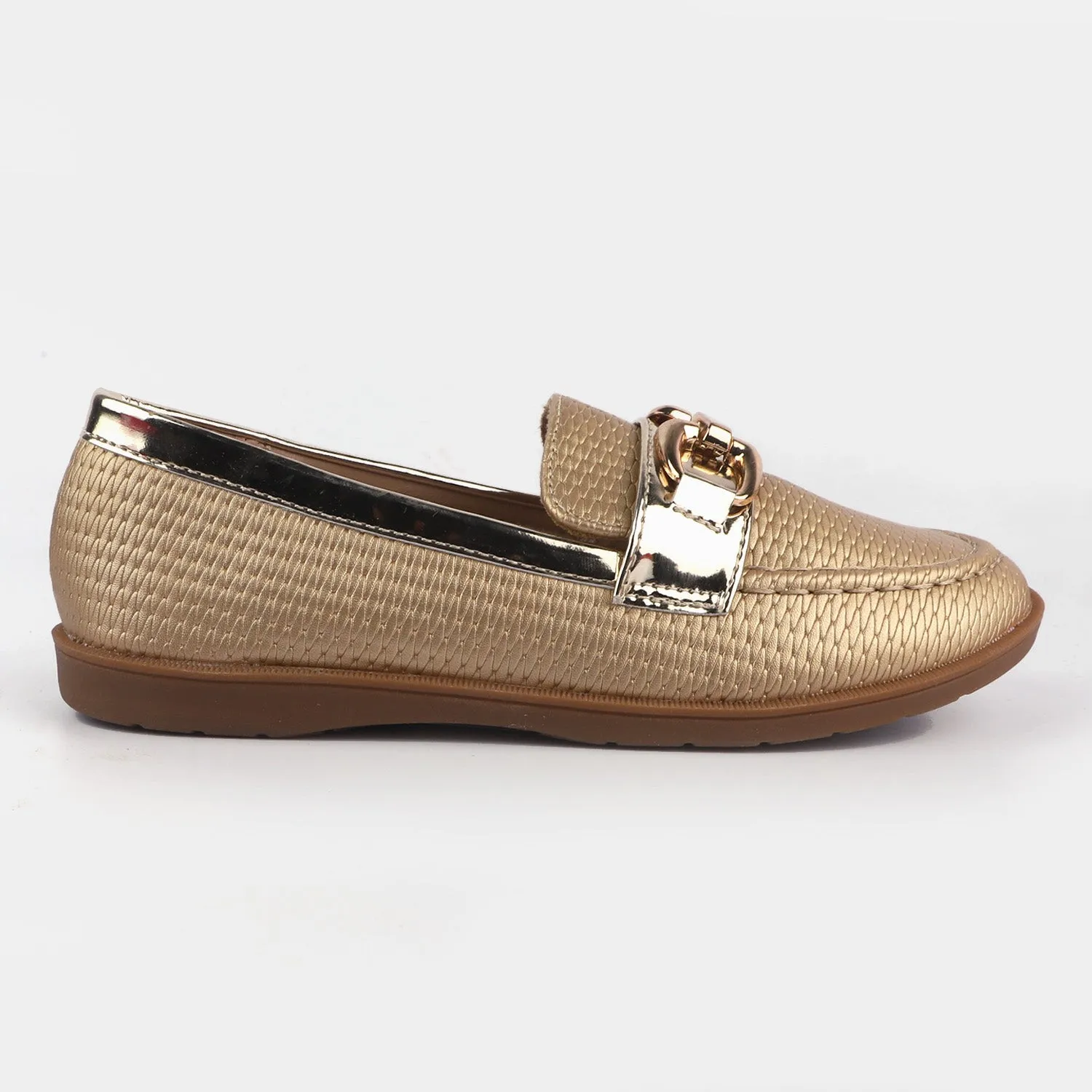 Girls Loafers 693-1-Gold