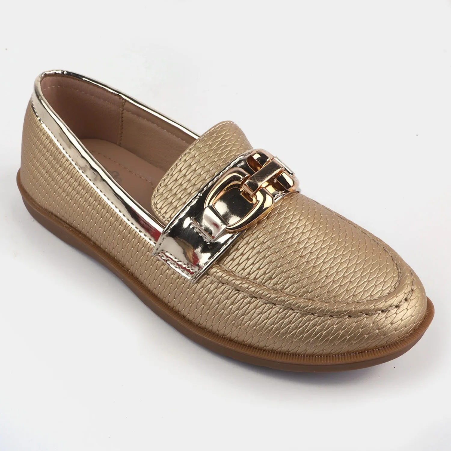 Girls Loafers 693-1-Gold