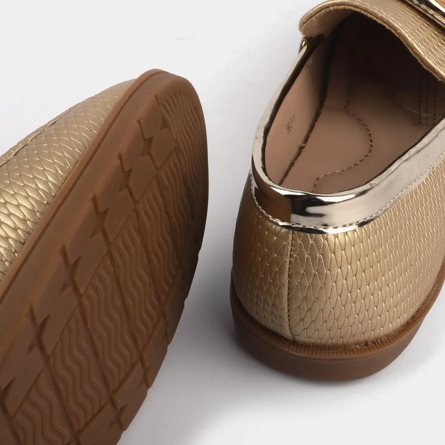 Girls Loafers 693-1-Gold