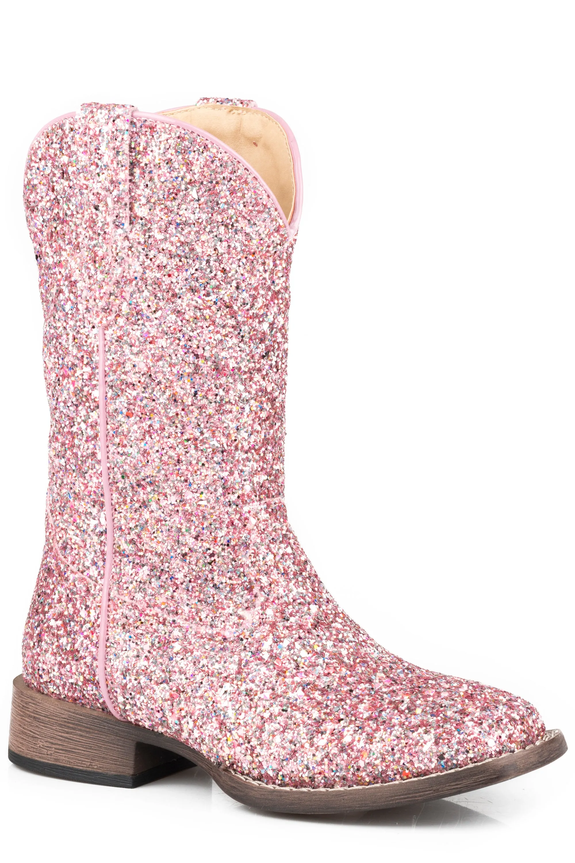 Girl's Roper Pink Multi Glitter Western Square Toe Boot