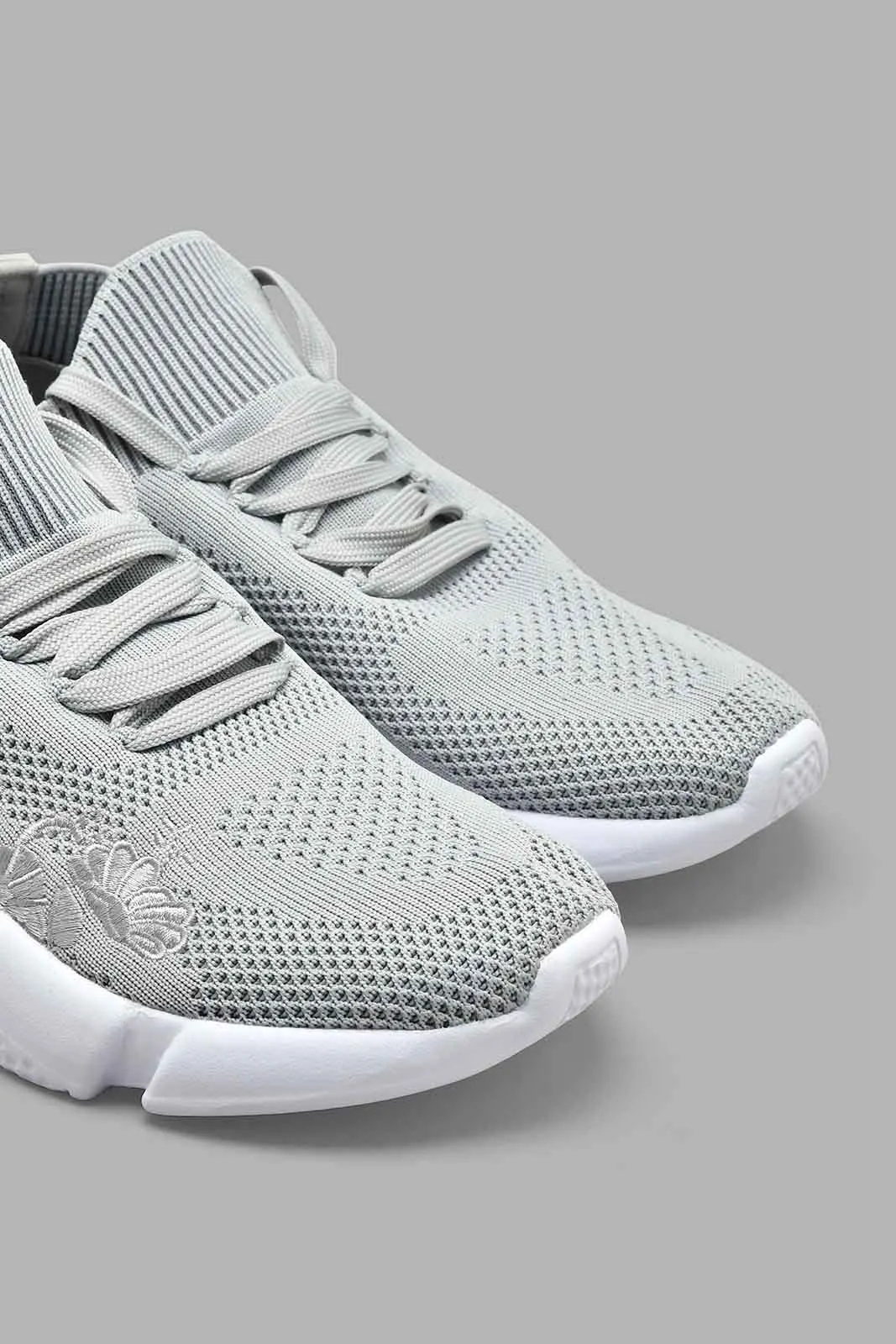 Grey Fly Knitted Trainers