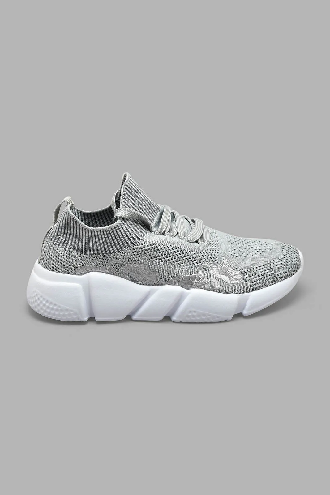 Grey Fly Knitted Trainers