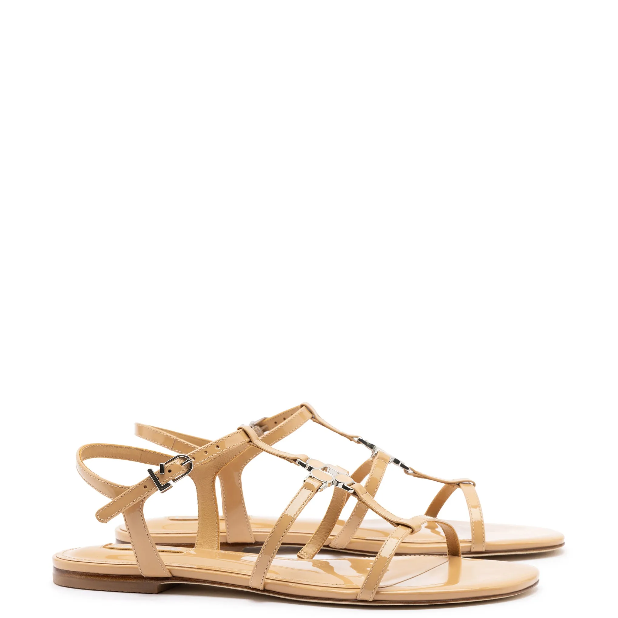 Hana Flat In Tan Patent Leather