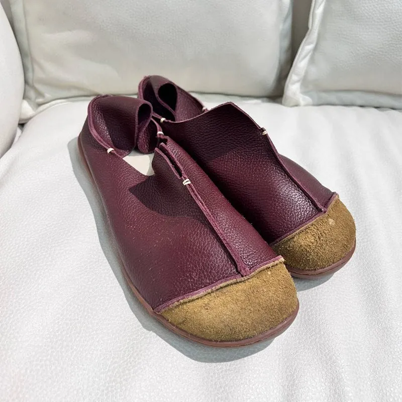 Handmade Retro Soft Leather Loafers Designers Flats For Women