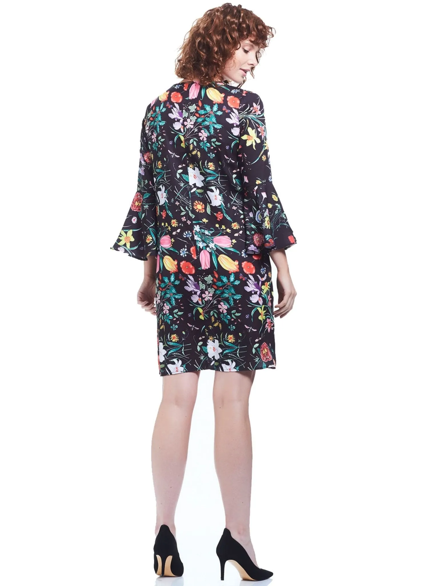 Harper Bell Sleeve Maternity Dress - Black Floral