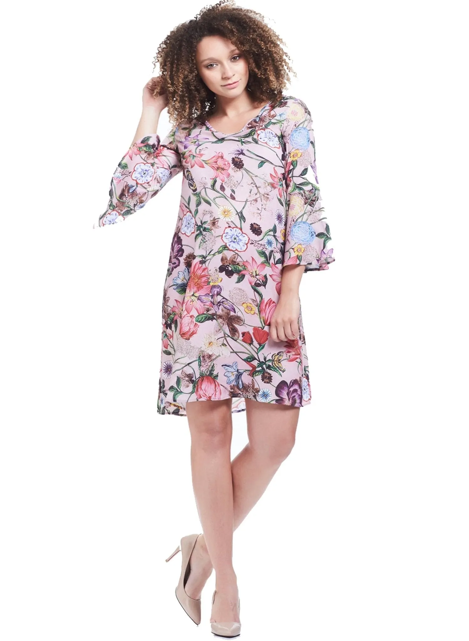 Harper Bell Sleeve Maternity Dress - Pink Floral