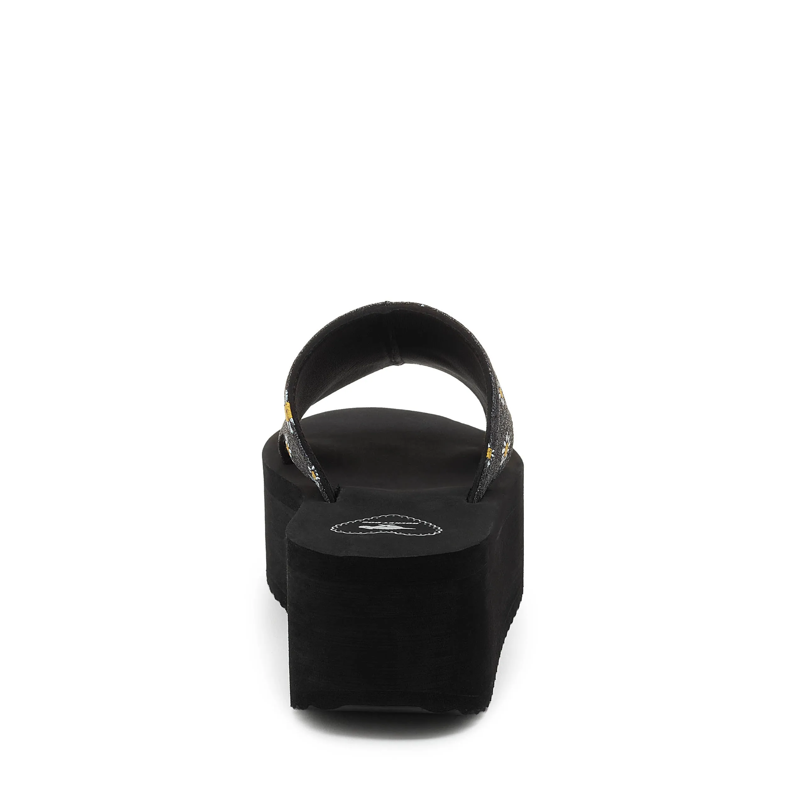 Honalo Black Daisy Platform Sandals