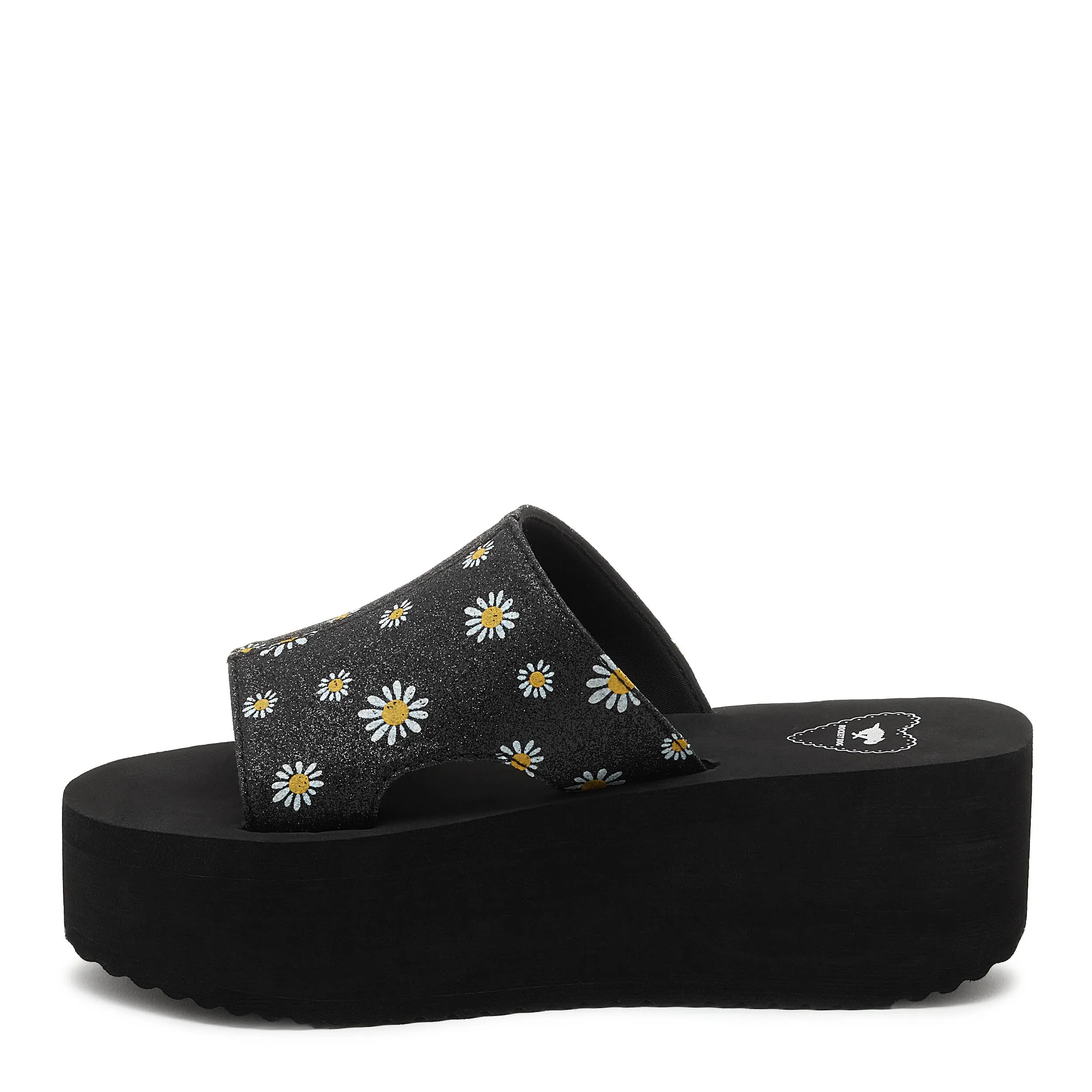 Honalo Black Daisy Platform Sandals