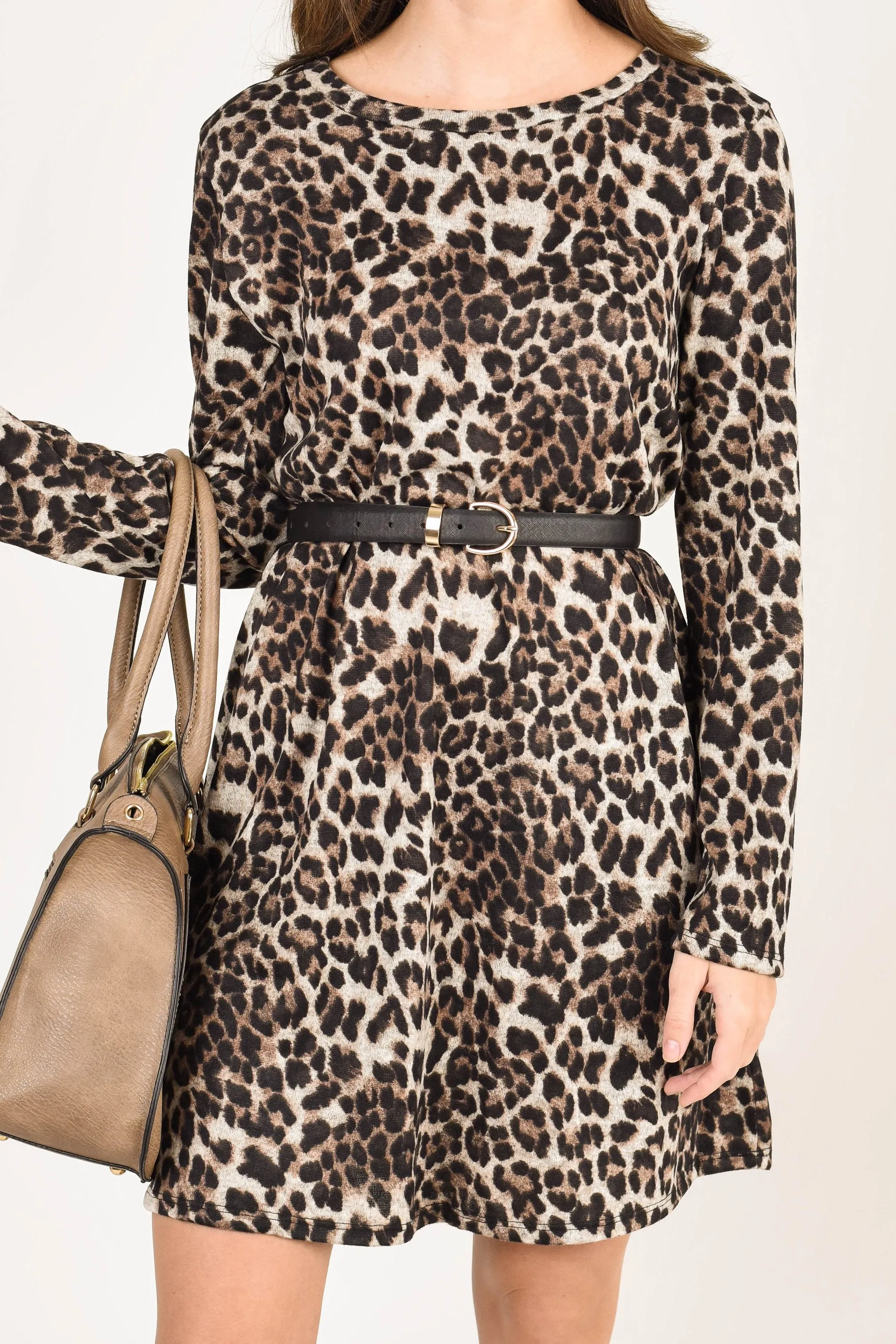 It Makes Sense Brown Leopard Dress