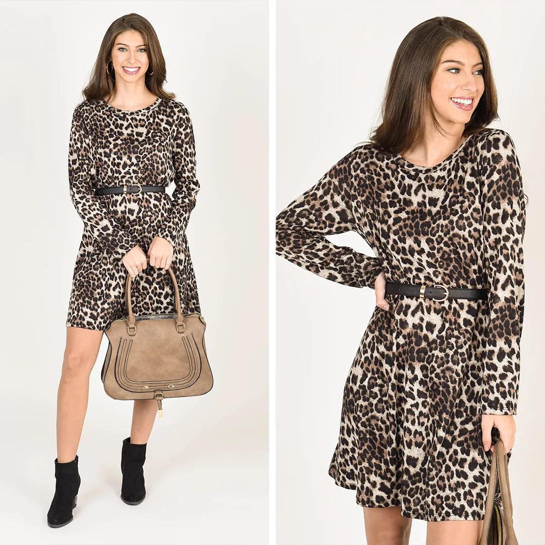 It Makes Sense Brown Leopard Dress