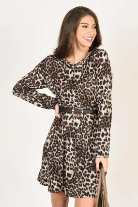 It Makes Sense Brown Leopard Dress