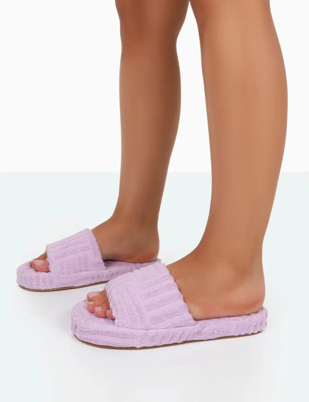 Juicy Lilac Terry Towelling Slider Slippers