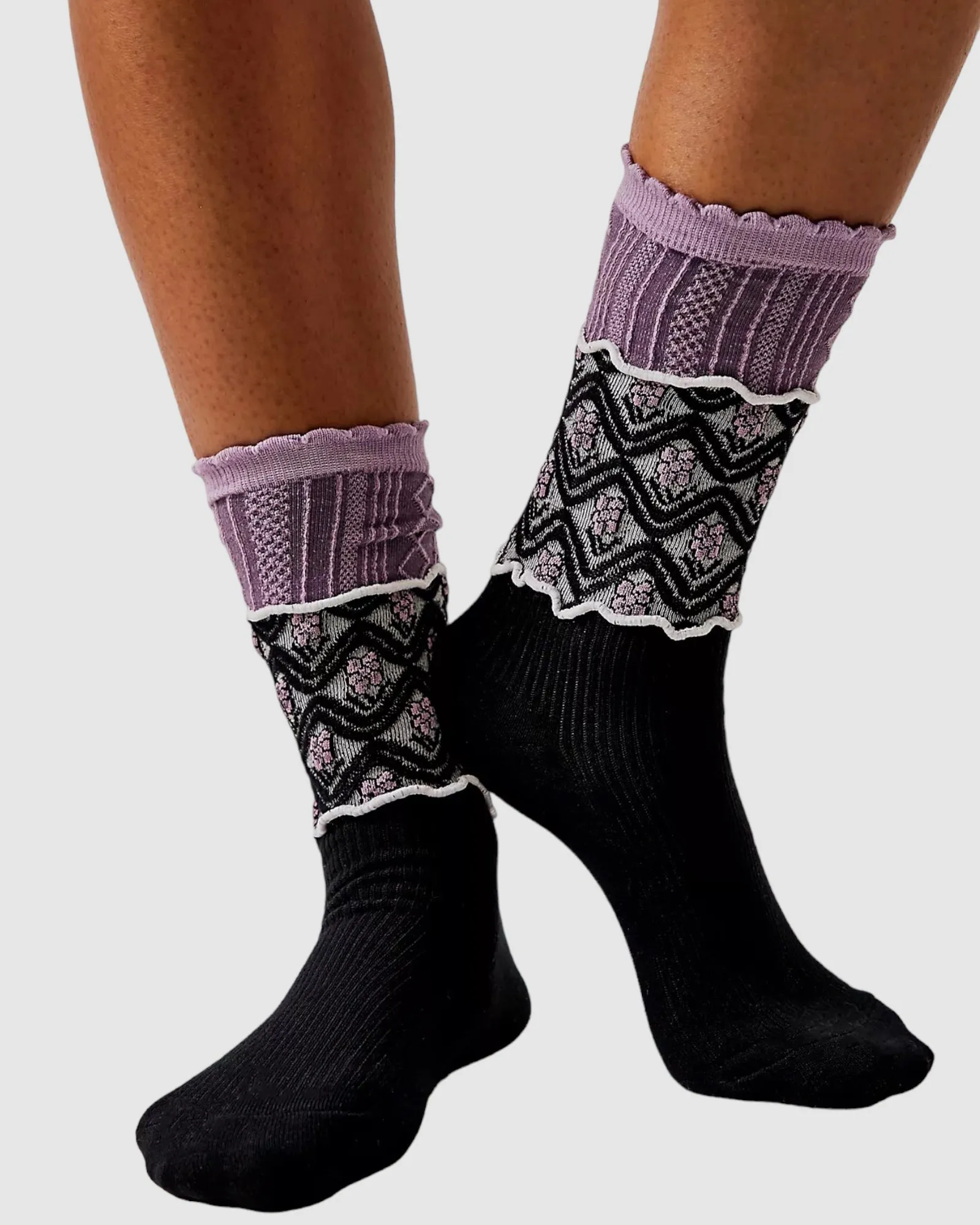 La Boheme Socks - Ivory/Purple