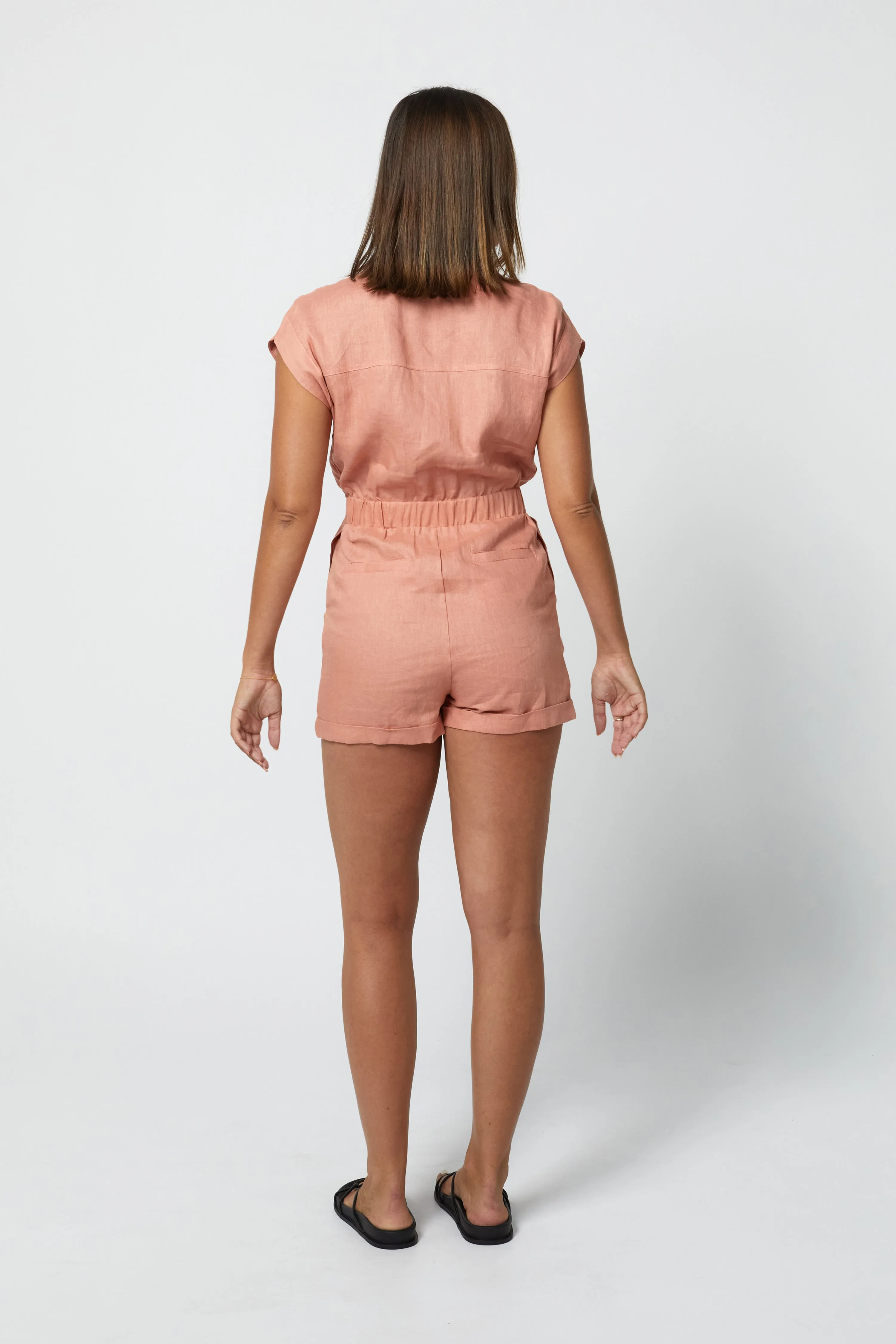 LENNON LINEN S/S JUMPSUIT - CLAY