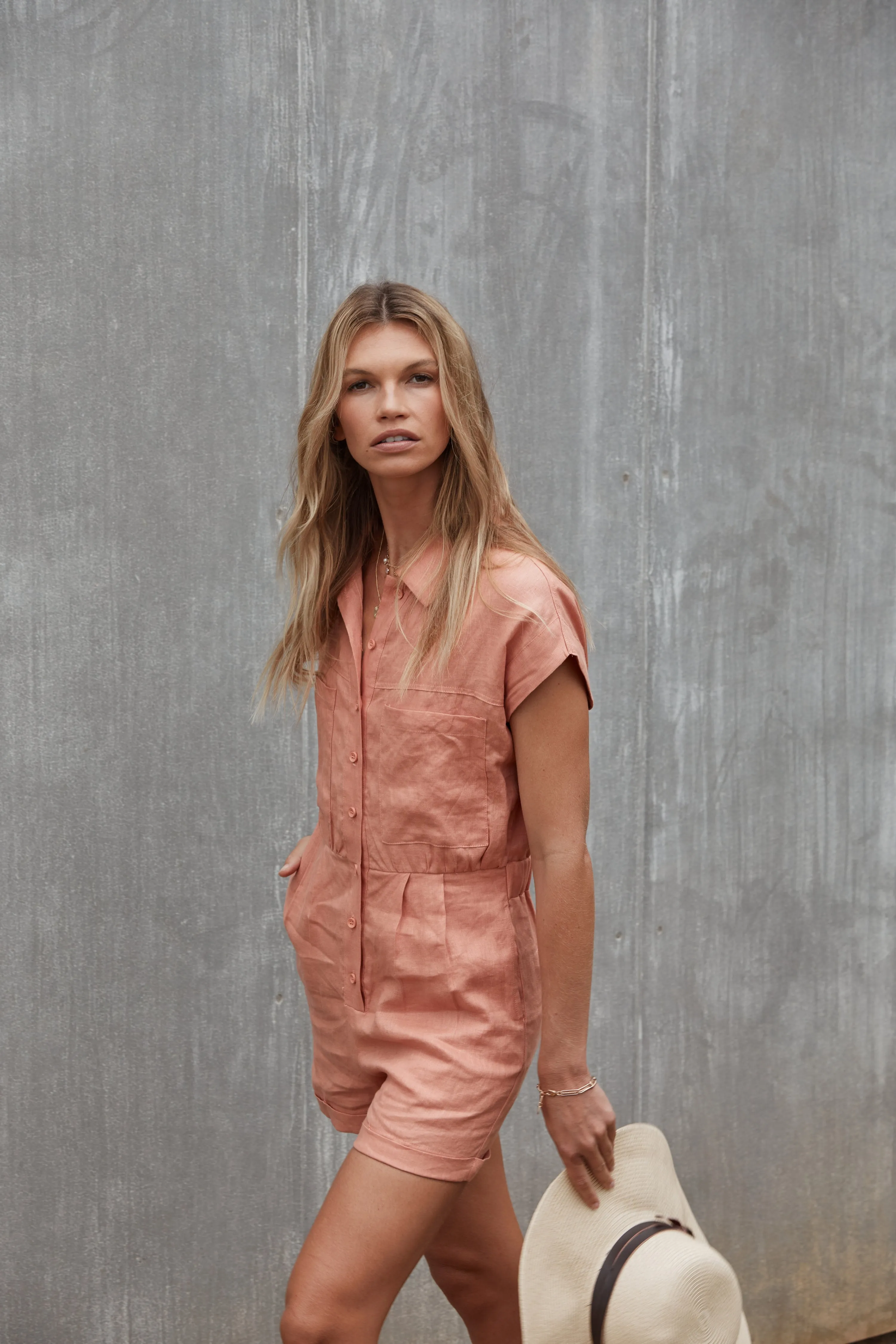 LENNON LINEN S/S JUMPSUIT - CLAY