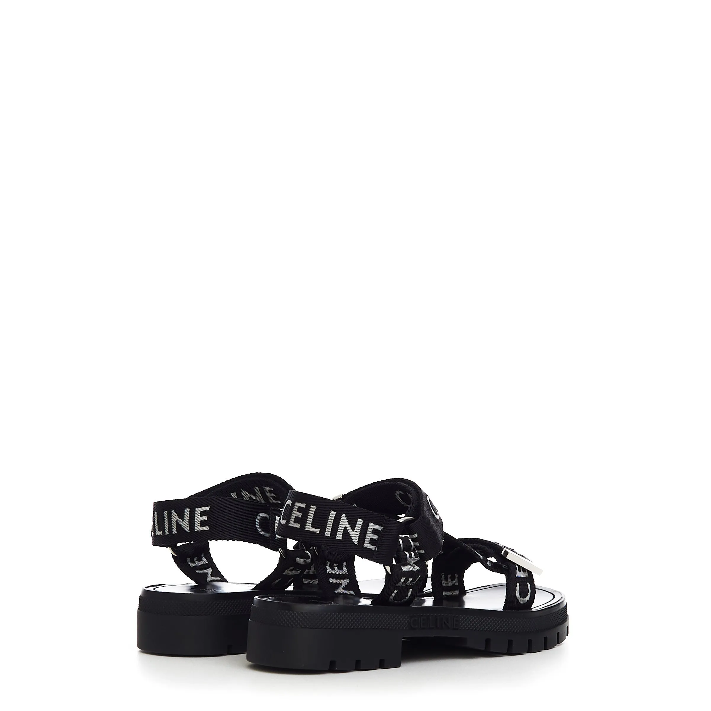 Leo Strappy Sandal in Black & White "Celine" Jacquard Nylon