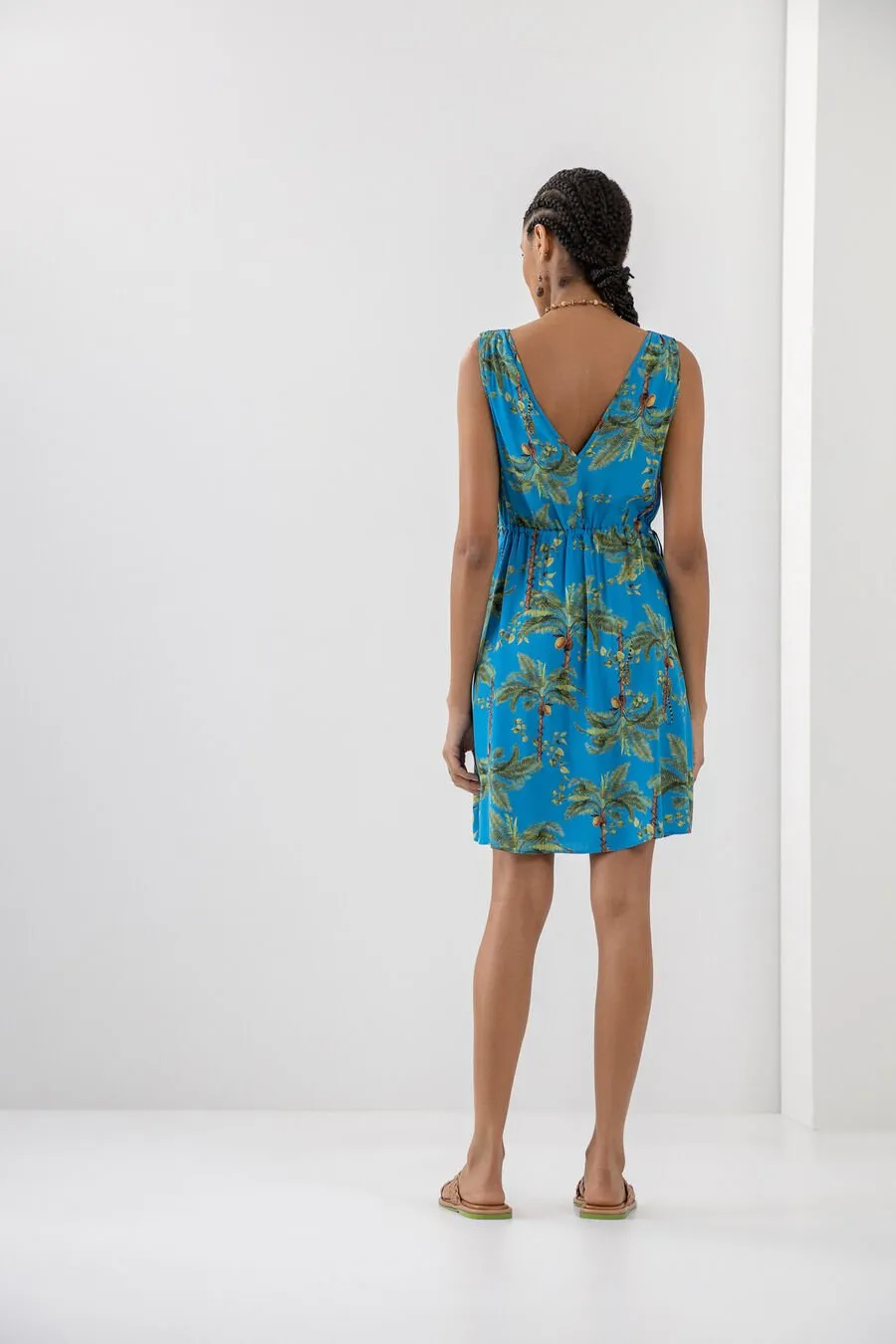 LEZ A LEZ - Short Printed Viscose Dress With Tie - 7506L - FINAL SALE