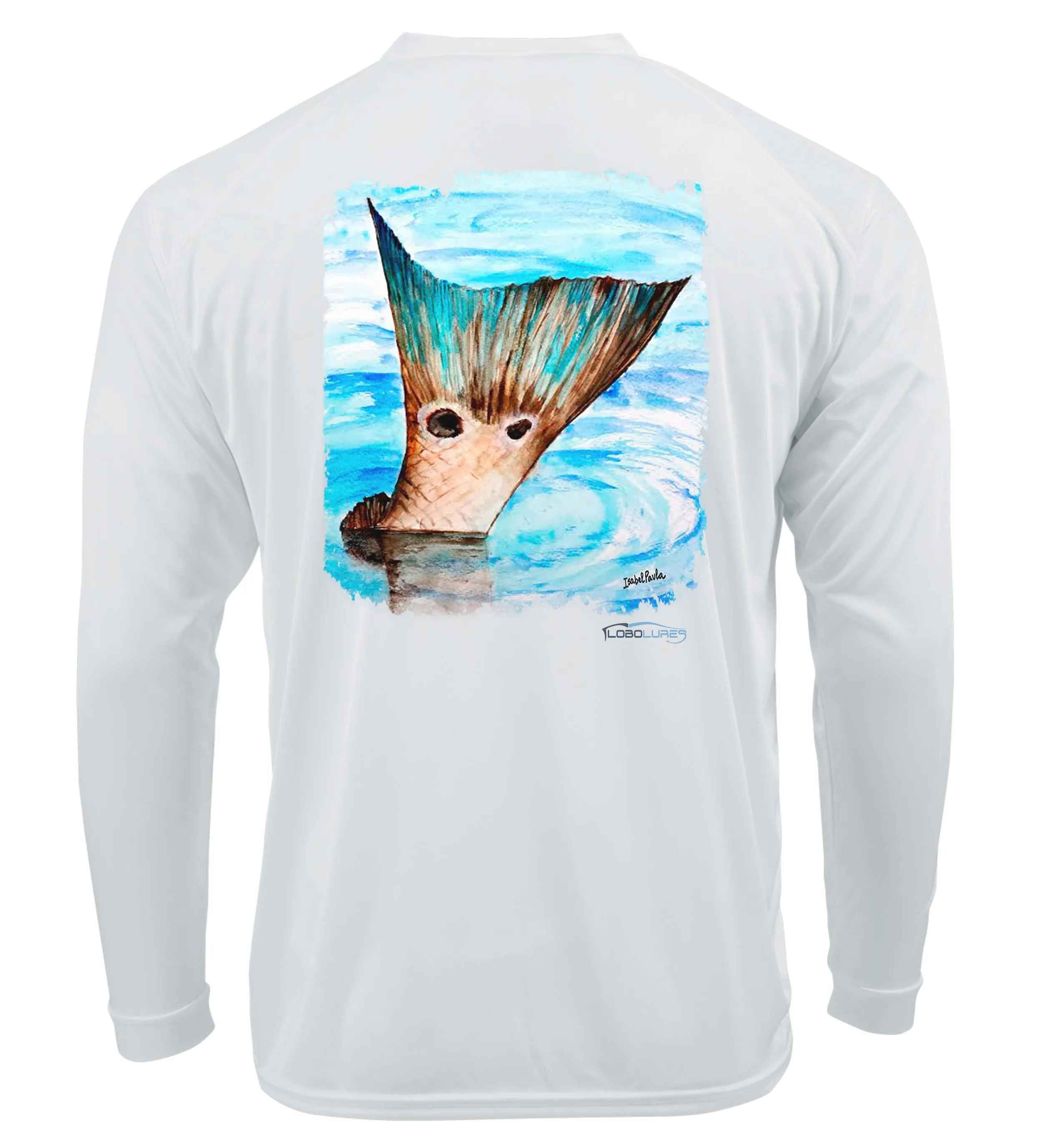 Lobo Lures Redfish Tail Performance UPF 50 Dri-Fit Long Sleeve T-Shirt