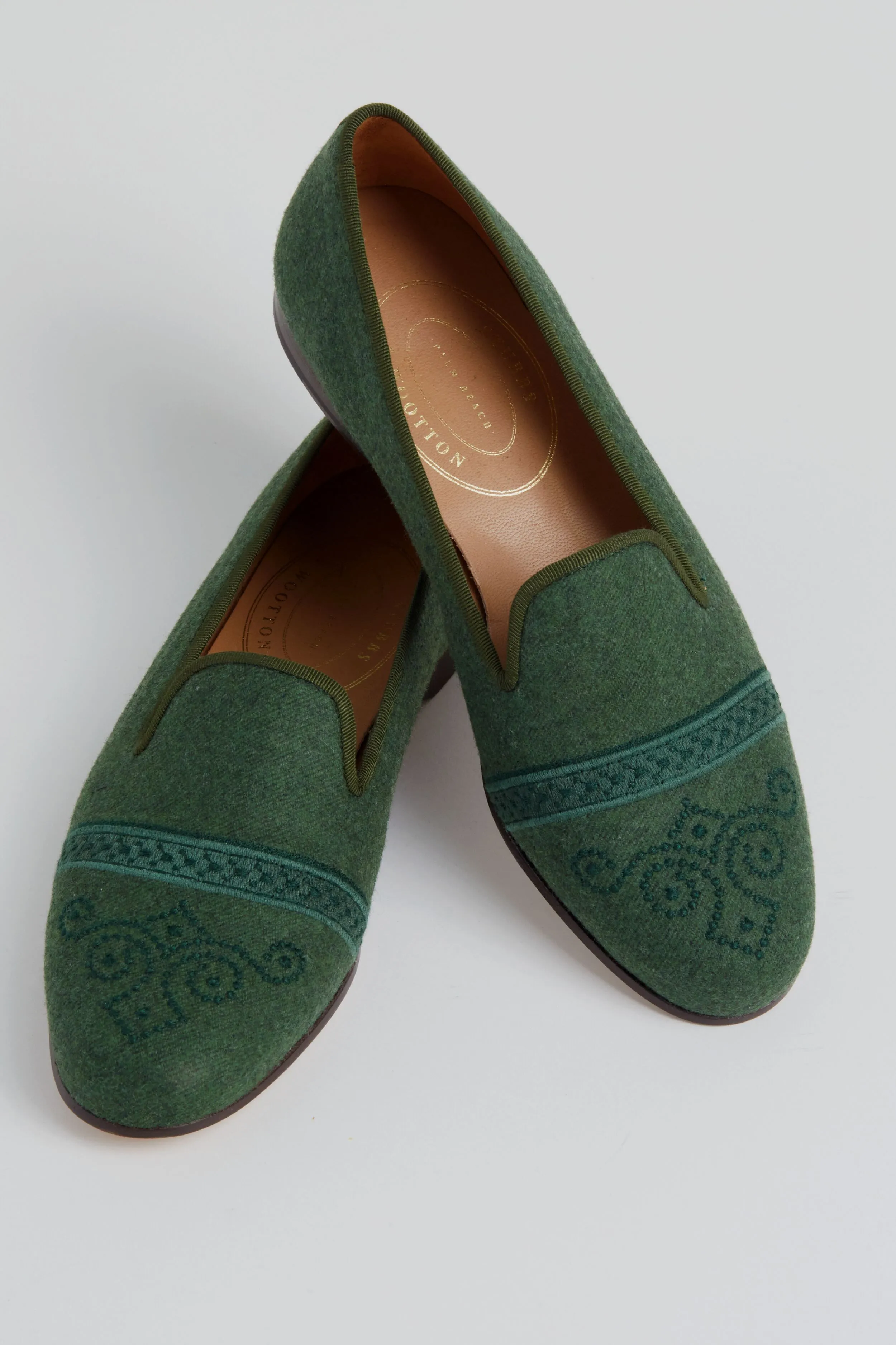 Loden Flannel Capped Slippers