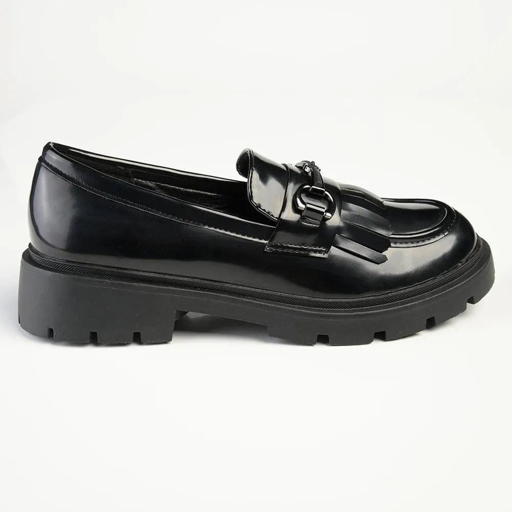 Madison Bess Fringe Loafer - Black