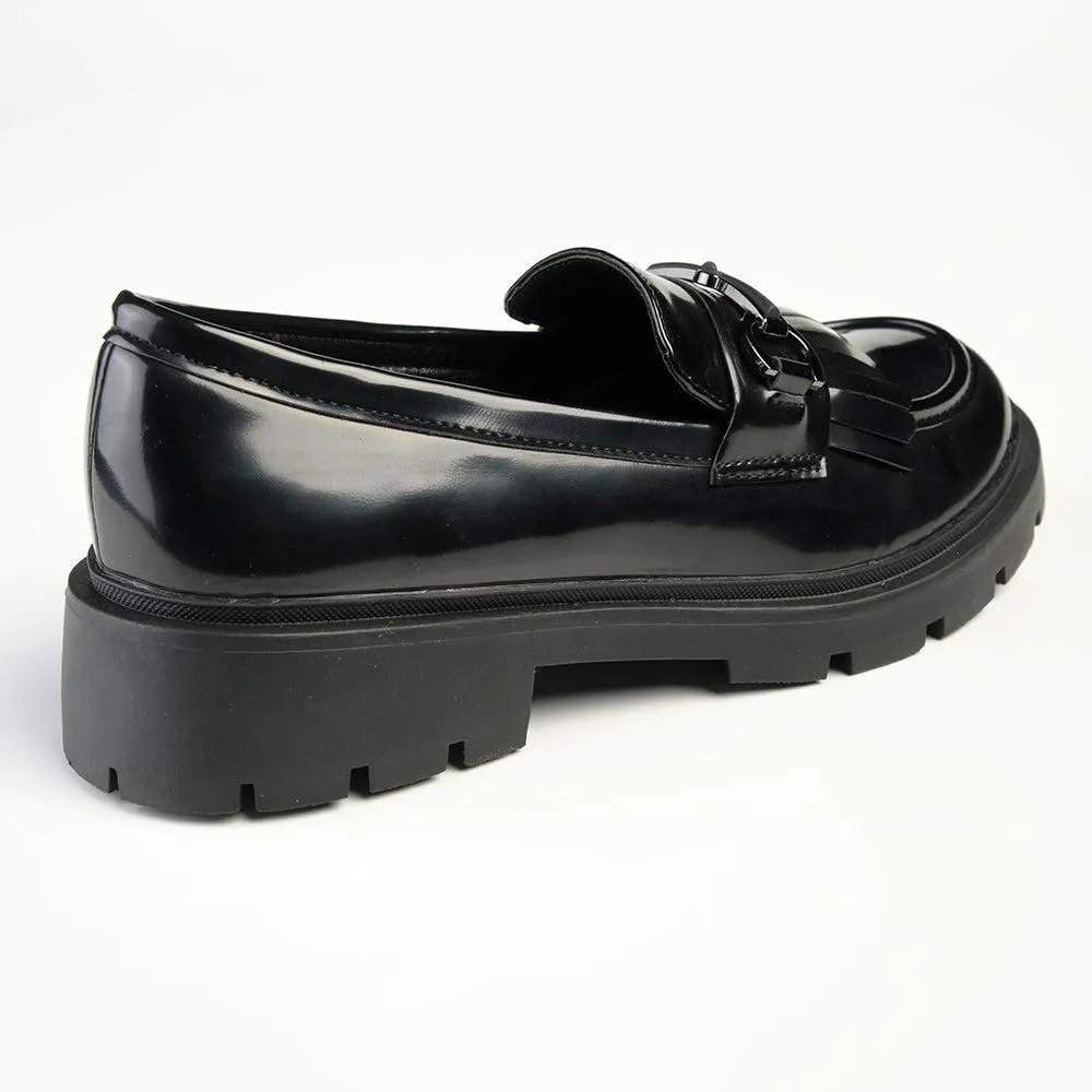 Madison Bess Fringe Loafer - Black