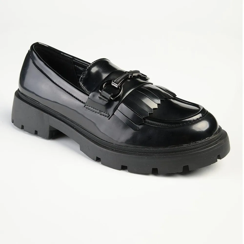 Madison Bess Fringe Loafer - Black